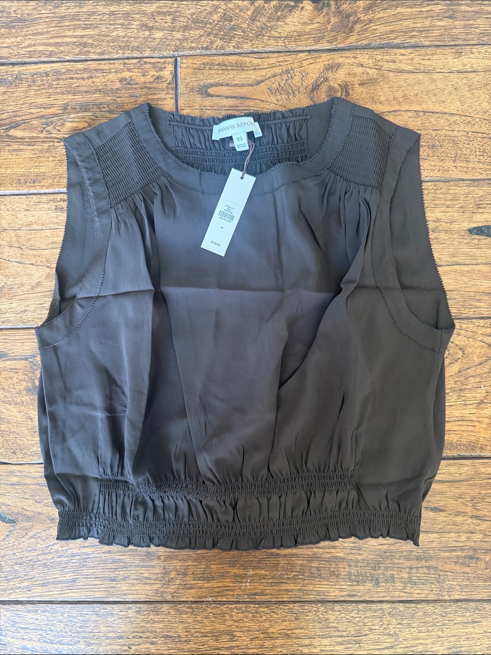 Banana Republic Black Smocked-Hem Sleeveless Camisole